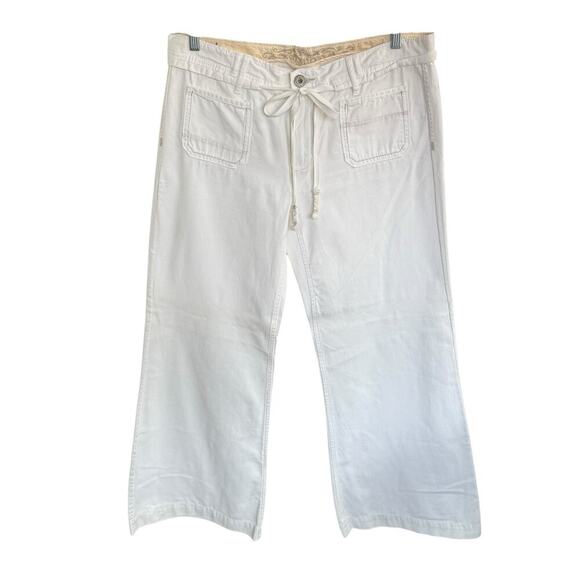 anthropologie The Colette Cropped Wide-Leg Corduroy Pants 31 Boho Fishingcore - Picture 1 of 14